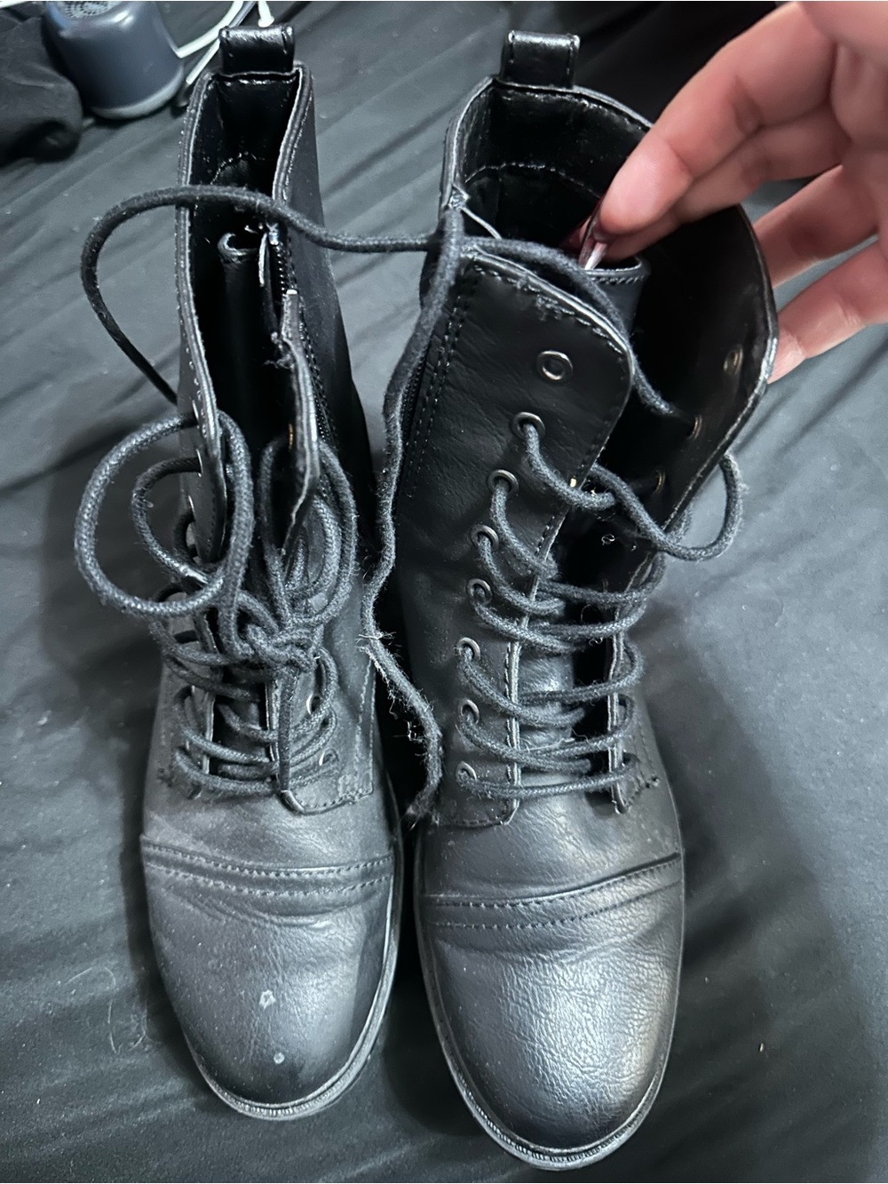 Women’s Black Lace-Up Combat Boots